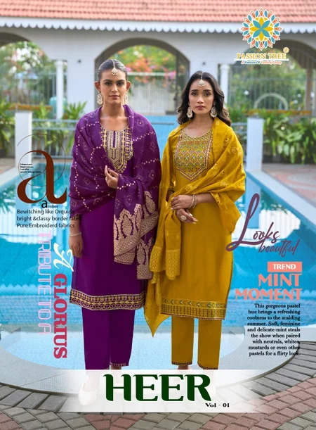 Heer Vol 1 By Passion Tree Barlin Plain Kurti With Bottom Dupatta Wholesalers In Surat
